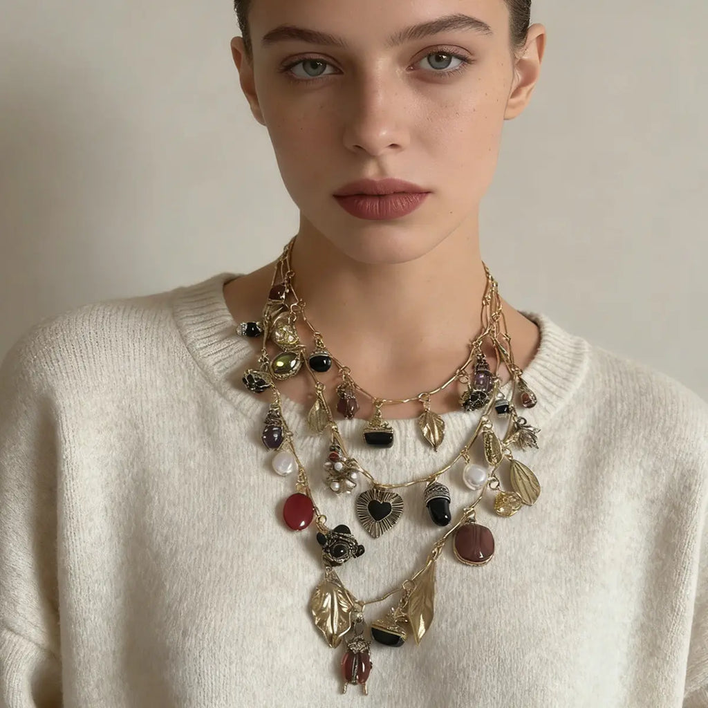 Multilayer Layered Design Vintage Geometric Necklaces
