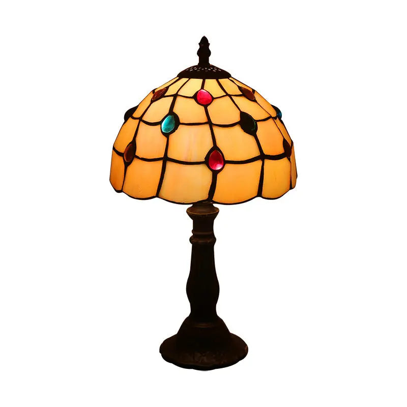Lamp Bedroom Bedside Lamp Retro Bar Yellow Glass Lamp Resin Base Table Lamps Makeup Table Side Table Led Lights
