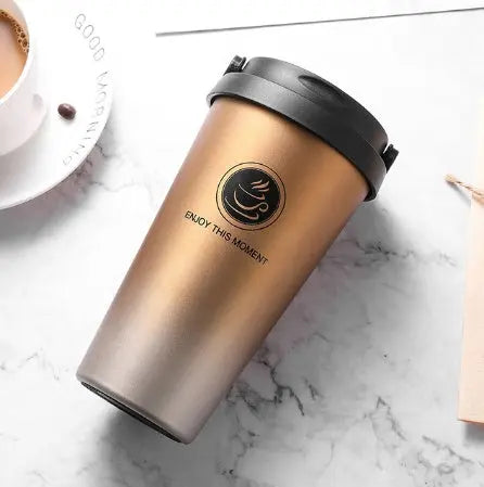 YIHAO New Fashion Double Wall Stainless Steel Handsel a spoon Thermoses Vacuum Flasks Business Portable Thermal Insulation Cup