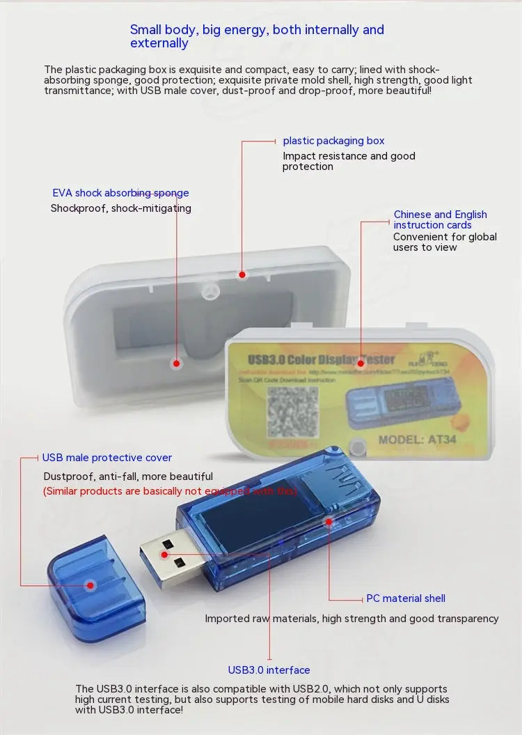 AT34 Digital Voltmeter USB Charger Detection Instrument