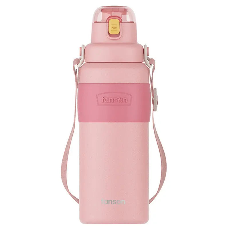 Stainless Steel Vacuum Flask With Strap And Large Capacity Water Bottle