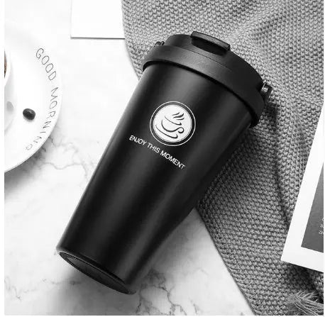 YIHAO New Fashion Double Wall Stainless Steel Handsel a spoon Thermoses Vacuum Flasks Business Portable Thermal Insulation Cup