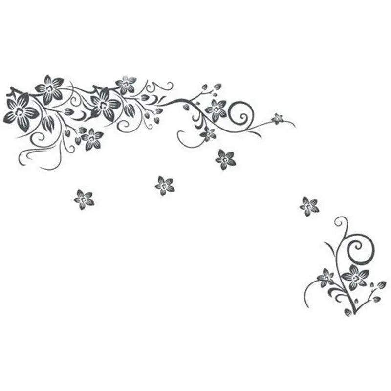 Vine Flowers Sticker And Butterflies Wall Art Vinyl Sticker-Home DIY Wall Decal