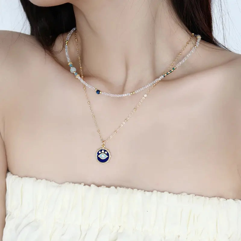 Two Stacked Necklaces With Natural Crystals