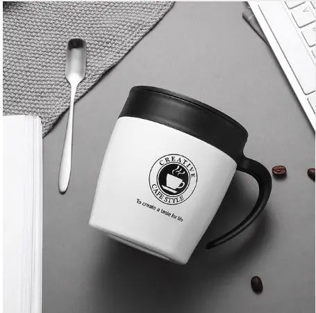YIHAO New Fashion Double Wall Stainless Steel Handsel a spoon Thermoses Vacuum Flasks Business Portable Thermal Insulation Cup