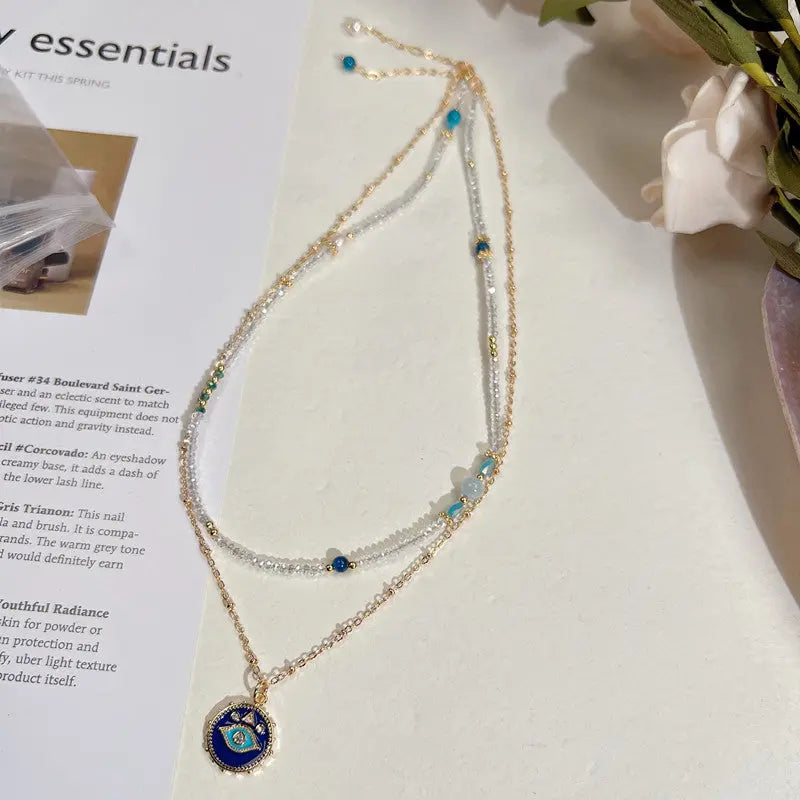 Two Stacked Necklaces With Natural Crystals