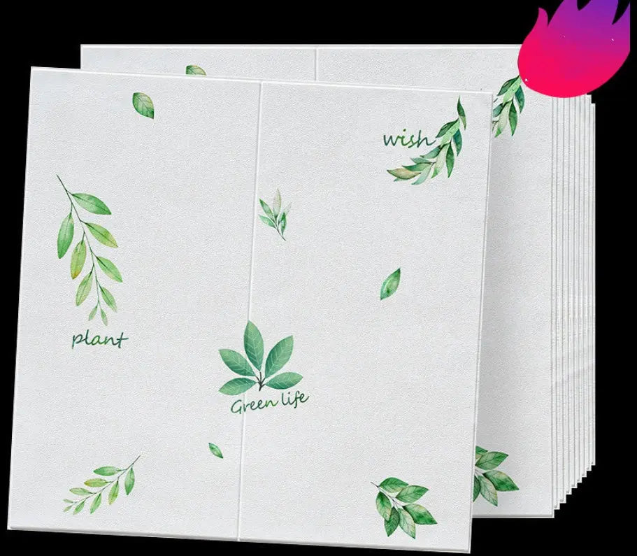 3DThree Dimensional Wall Sticker Green Leaf Wallpaper