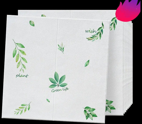 3DThree Dimensional Wall Sticker Green Leaf Wallpaper