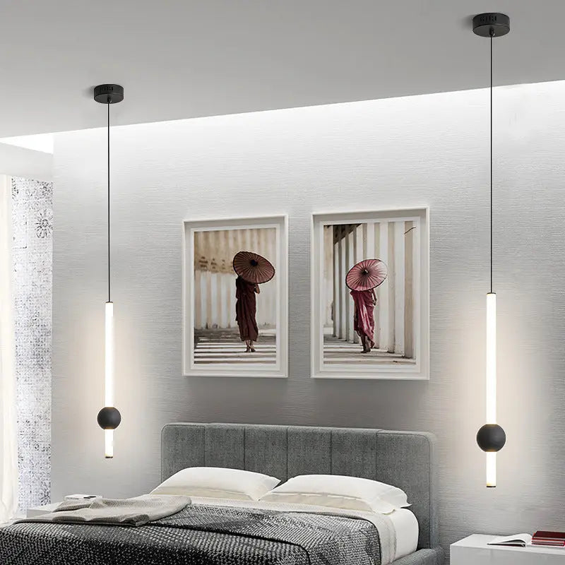 Minimalist Bedroom Bedside Chandelier Nordic Minimalist Modern Bedside Table Hanging Line Lamp LED Creative Atmosphere Lamps