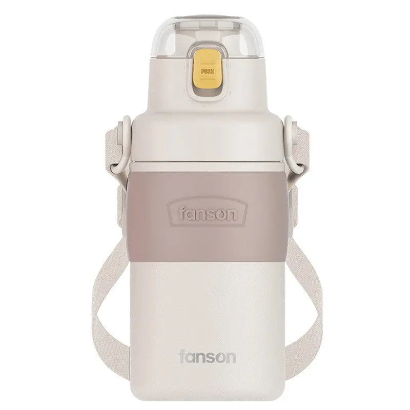 Stainless Steel Vacuum Flask With Strap And Large Capacity Water Bottle