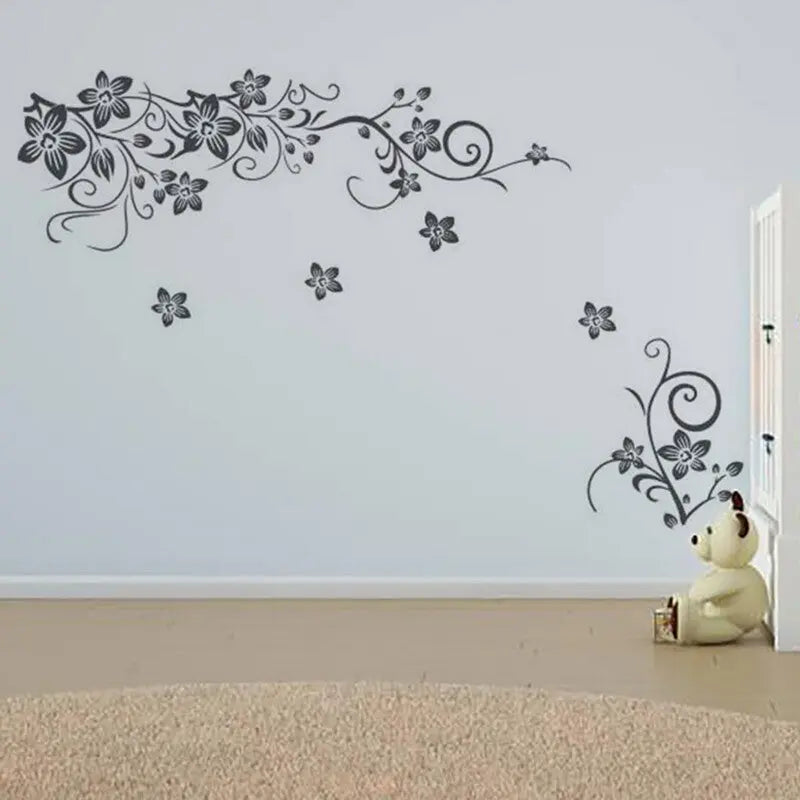 Vine Flowers Sticker And Butterflies Wall Art Vinyl Sticker-Home DIY Wall Decal