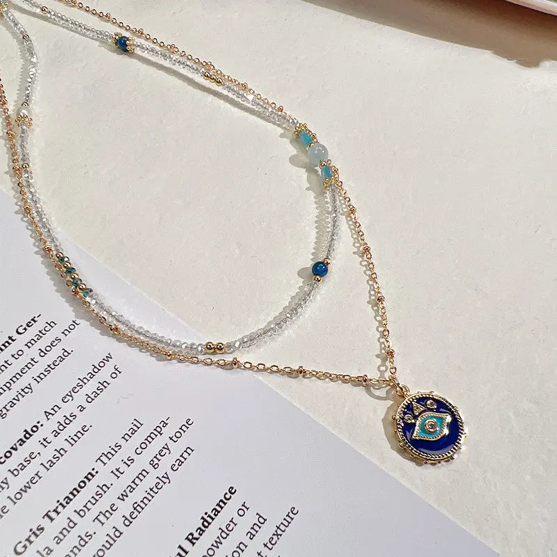 Two Stacked Necklaces With Natural Crystals
