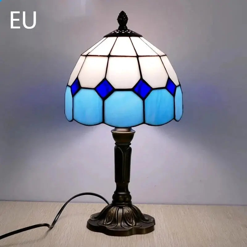 Lamp Bedroom Bedside Lamp Retro Bar Yellow Glass Lamp Resin Base Table Lamps Makeup Table Side Table Led Lights