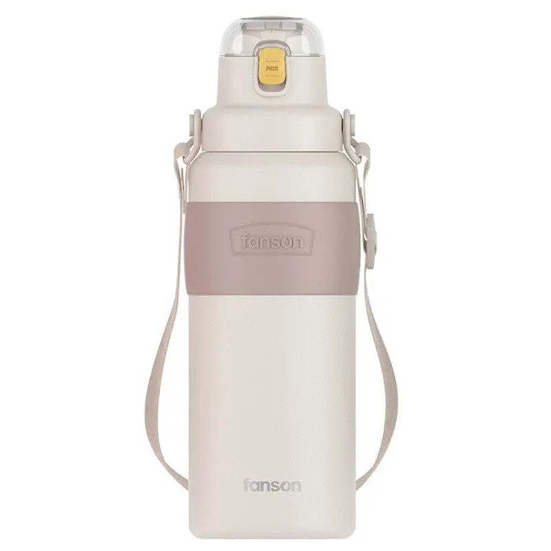 Stainless Steel Vacuum Flask With Strap And Large Capacity Water Bottle